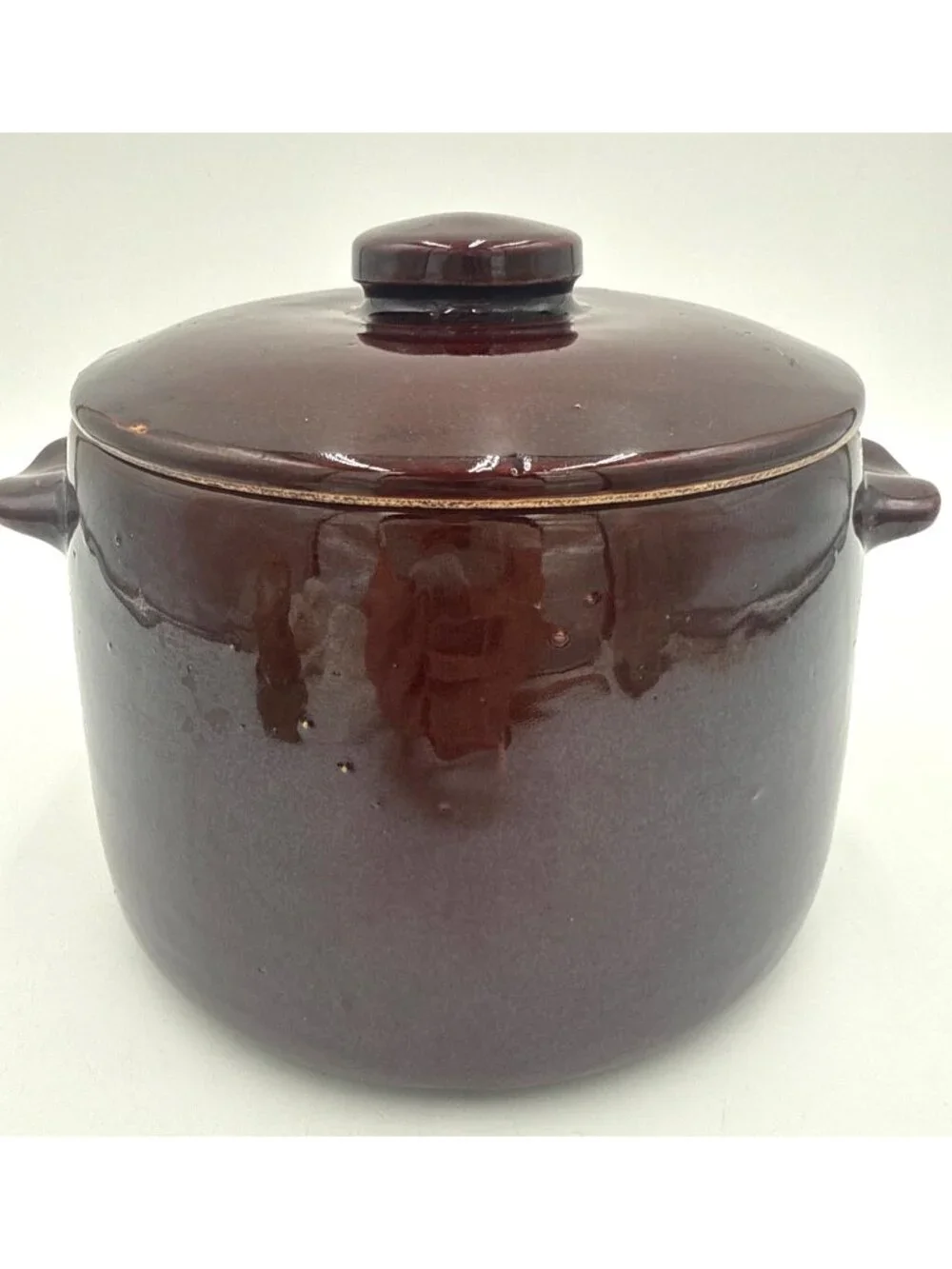 Vintage West Bend Brown Glazed Ceramic Stoneware Bean Pot with a Lid Country USA